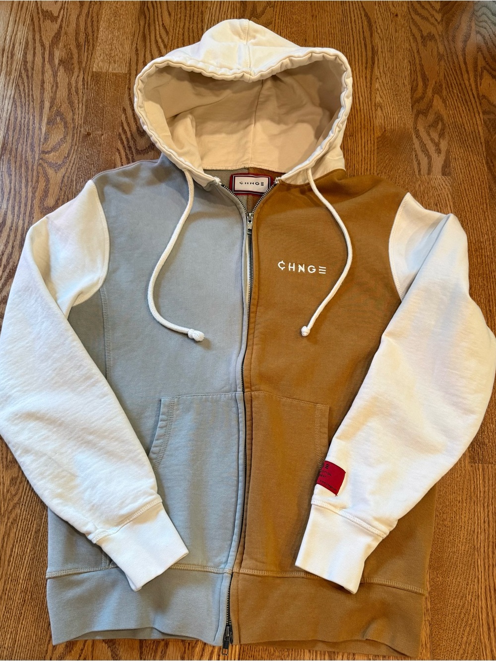 CHNGE Colorblock Zip Hoodie Tan/Sage L